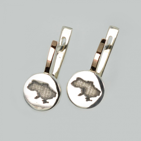 Серебряные серьги с картой Украины