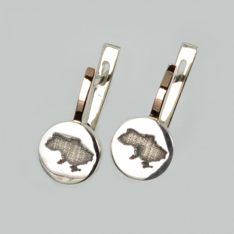 Срібні сережки з мапою України