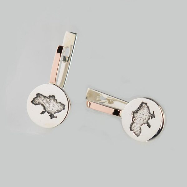 Срібні сережки з мапою України