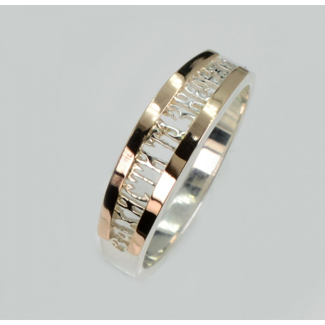 Серебряное кольцо с золотыми пластинми