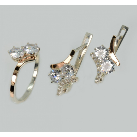 Серебряный гарнитур с золотыми вставками