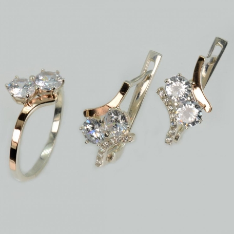 Срібний гарнітур з золотими вставками