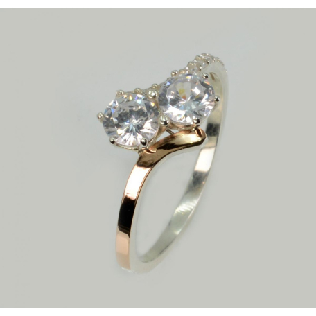 Серебряное кольцо с золотыми вставками