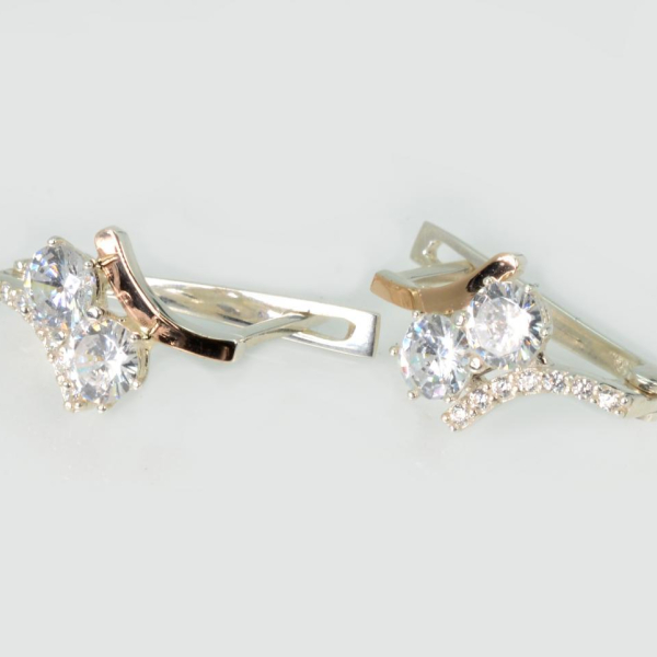 Срібні сережки з золотими пластинами