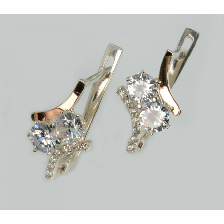 Серебряные серьги с золотыми пластинами