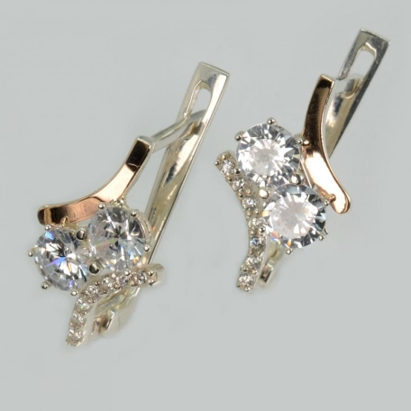 Срібні сережки з золотими пластинами