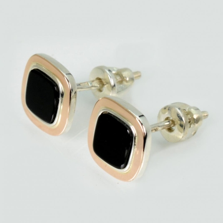 Срібні сережки з оніксом