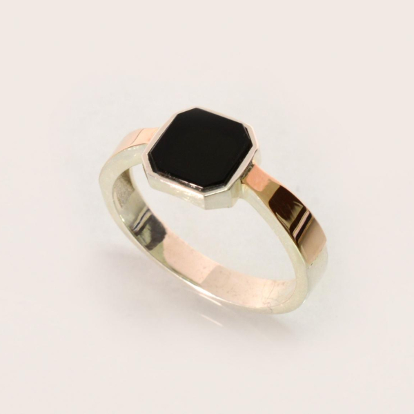 Каблучка зі срібла з золотими пластинами