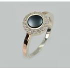 Срібна каблучка з золотими пластинами та оніксом