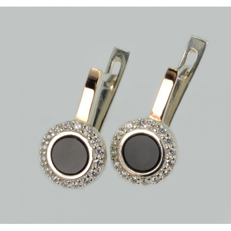 Серебряные серьги с оникосм