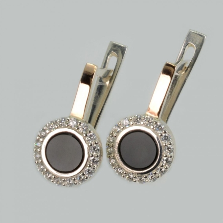 Срібні сережки з оніксом