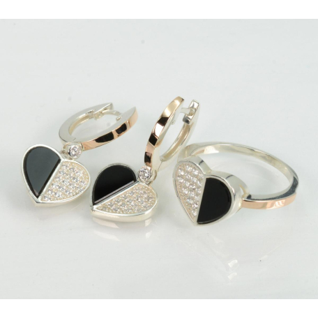 Серебряные набор с золотом