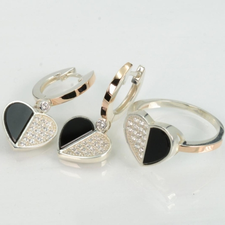 Серебряные набор с золотом