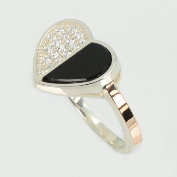 Срібна каблучка з золотими вставками