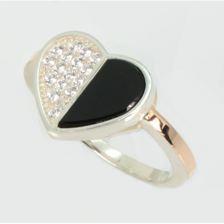 Серебряное кольцо с золотыми вставками