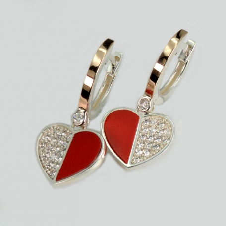 Срібні сережки з коралом