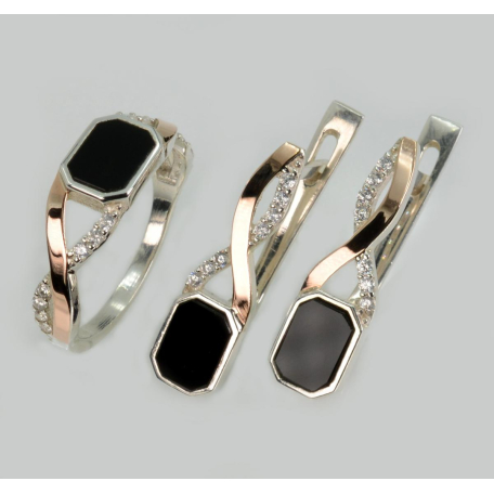 Серебряный набор с золотими пластинами