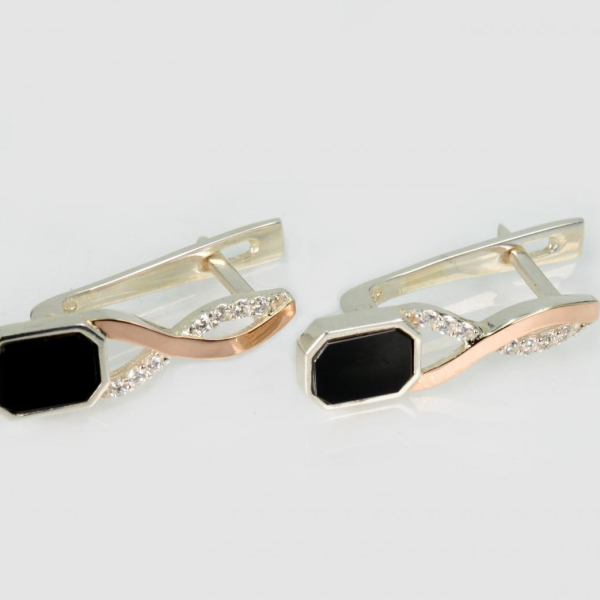 Срібні сережки з золотими пластинами