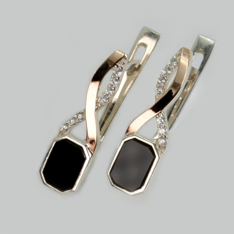 Срібні сережки з золотими пластинами