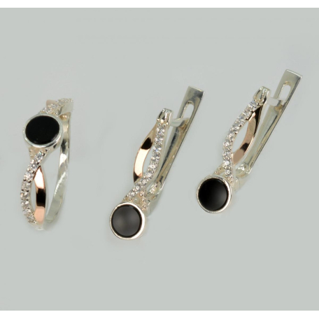 Серебряный набор с золотими пластинами