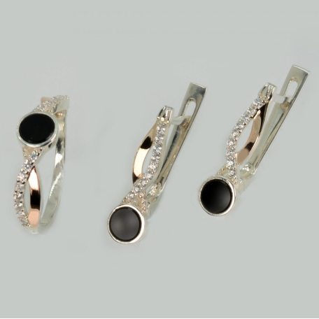 Серебряный набор с золотими пластинами