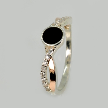 Серебряное кольцо с золотыми вставками