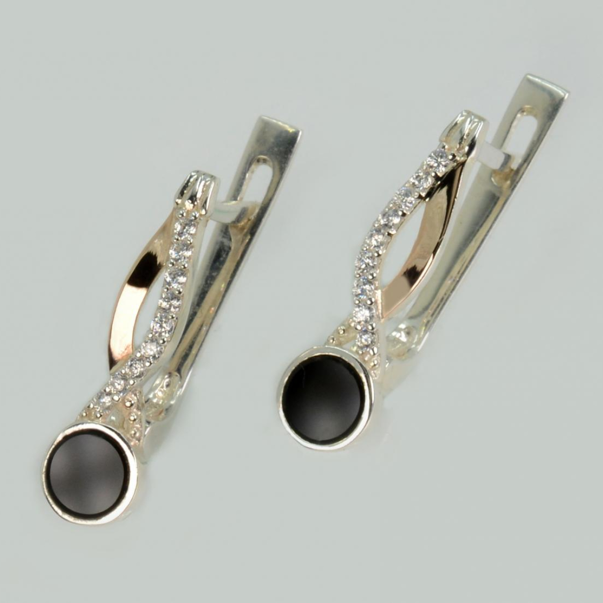 Срібні сережки з золотими пластинами