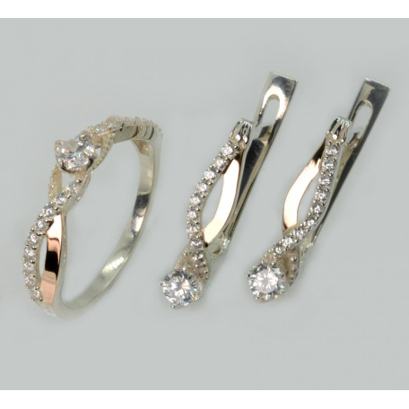 Серебряный набор с золотими пластинами