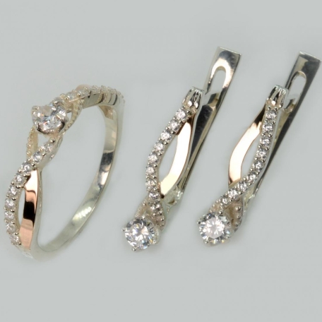 Серебряный набор с золотими пластинами