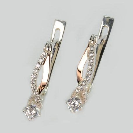 Срібні сережки з золотими пластинами