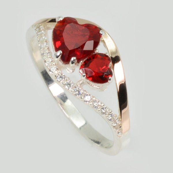 Серебряное кольцо с золотыми вставками