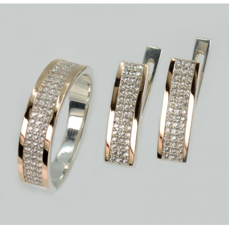 Серебряный набор с золотими пластинами