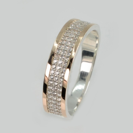 Серебряное кольцо с золотыми вставками