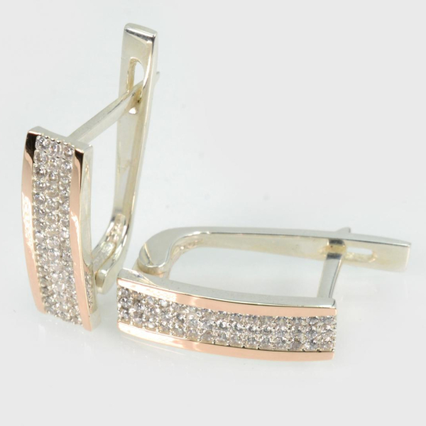 Срібні сережки з золотими пластинами