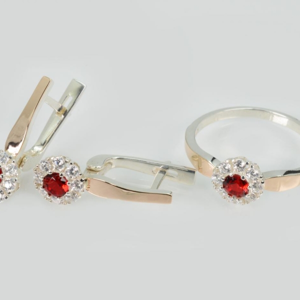 Серебряный набор с золотими пластинами