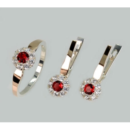 Серебряный набор с золотими пластинами