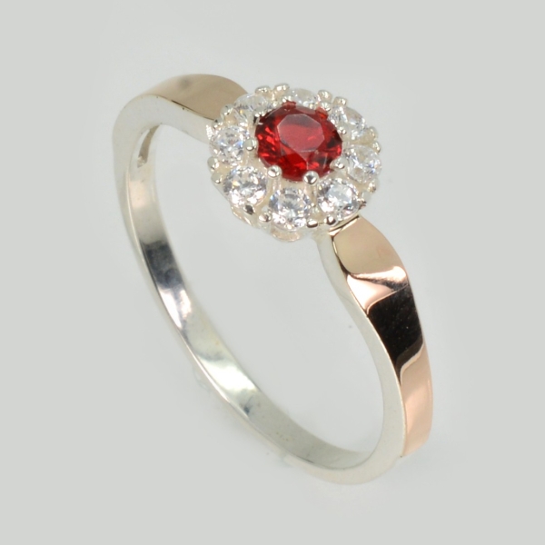 Серебряное кольцо с золотыми вставками