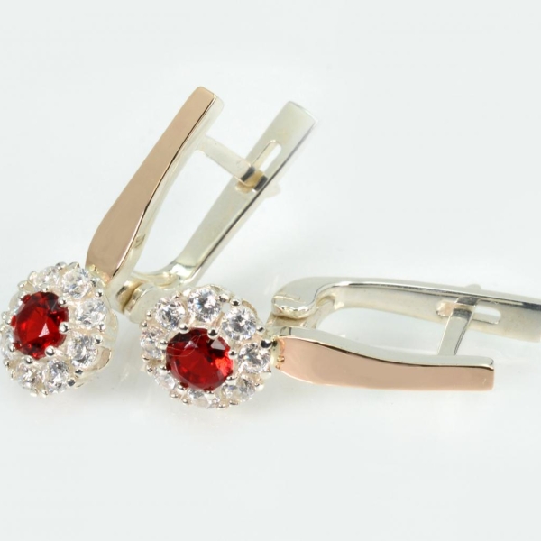 Срібні сережки з золотими пластинами