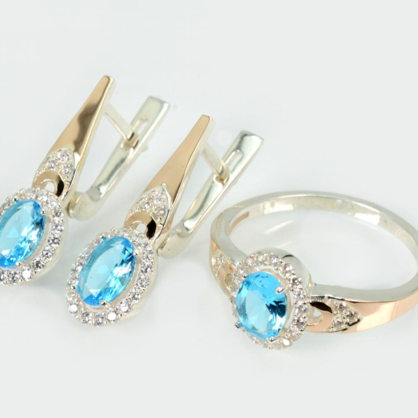 Серебряный набор с золотими пластинами