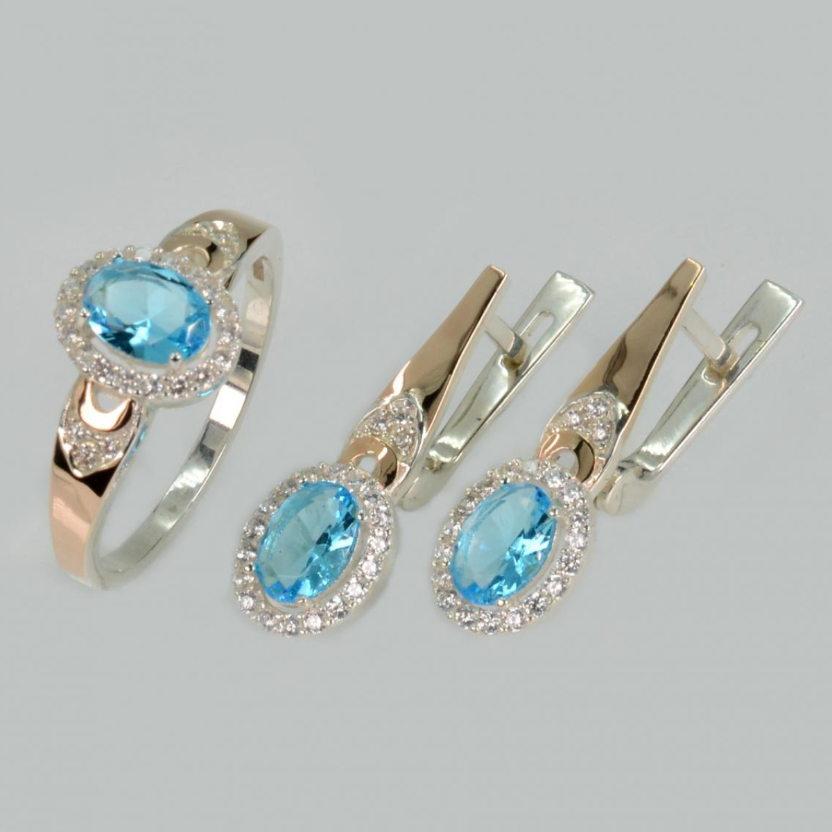 Серебряный набор с золотими пластинами