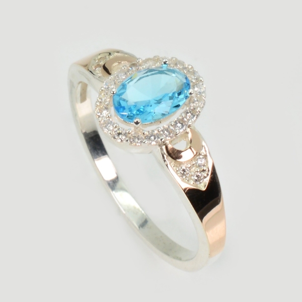 Серебряное кольцо с золотыми вставками