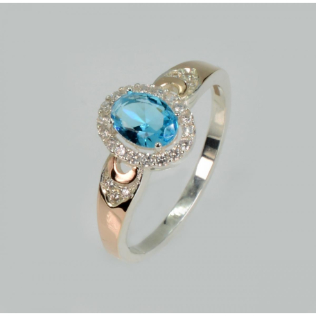 Серебряное кольцо с золотыми вставками