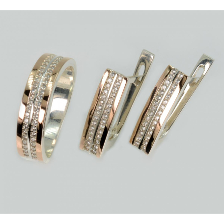 Серебряный набор с золотими пластинами