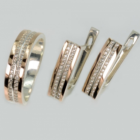 Серебряный набор с золотими пластинами