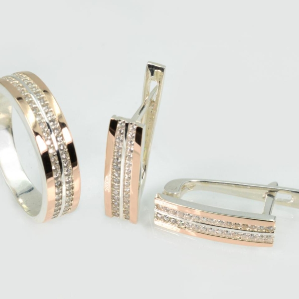 Серебряный набор с золотими пластинами