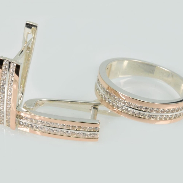 Серебряный набор с золотими пластинами