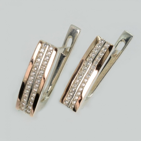 Срібні сережки з золотими пластинами