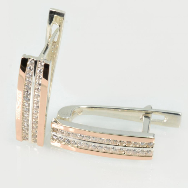 Срібні сережки з золотими пластинами