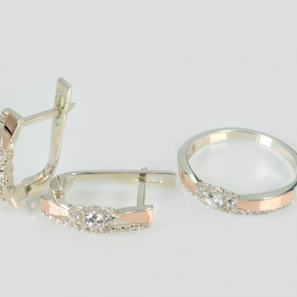 Срібний гарнітур з золотими вставками