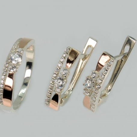 Серебряный гарнитур с золотыми вставками